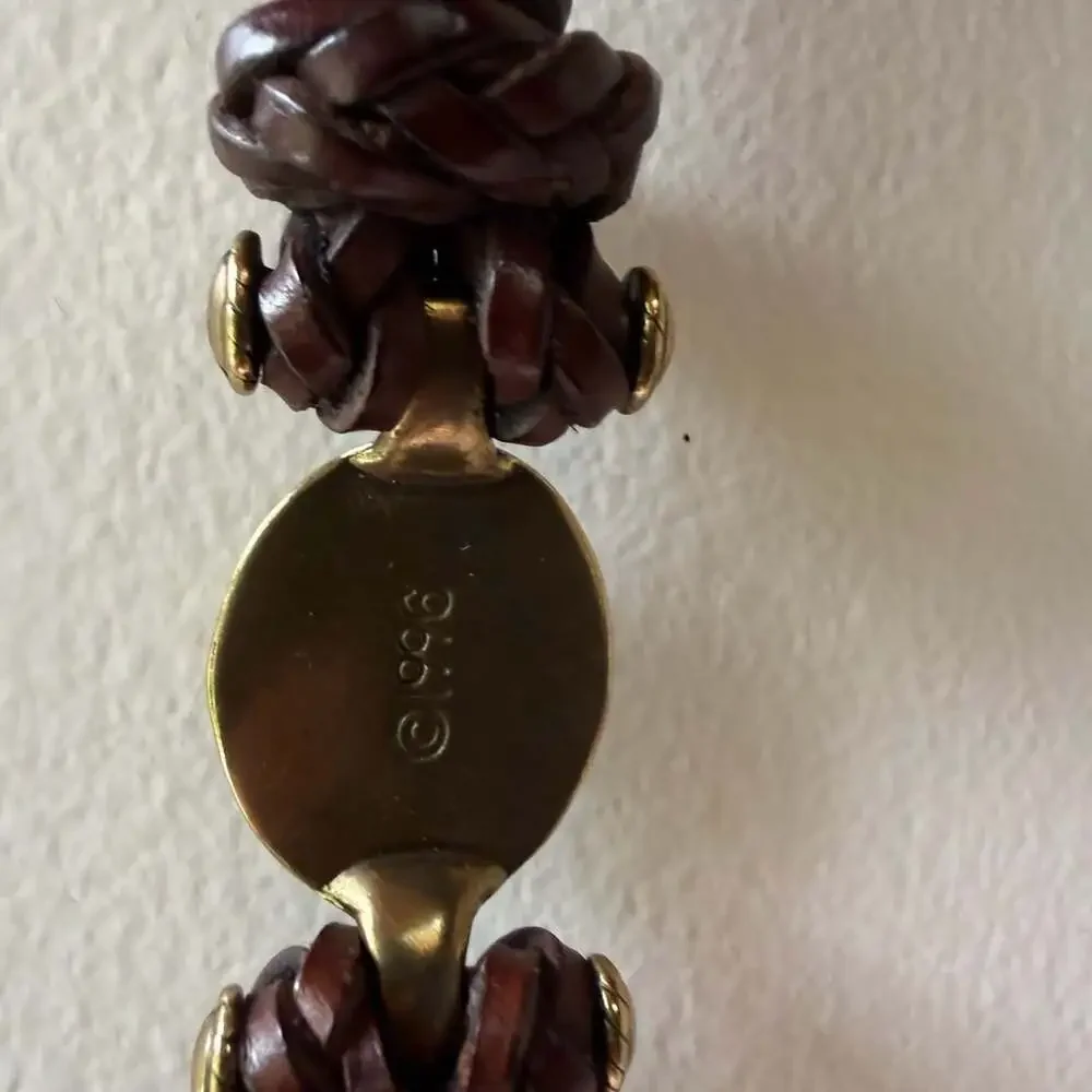 Vintage Brighton Braided Leather Belt Brown Western Equestrian Toggle